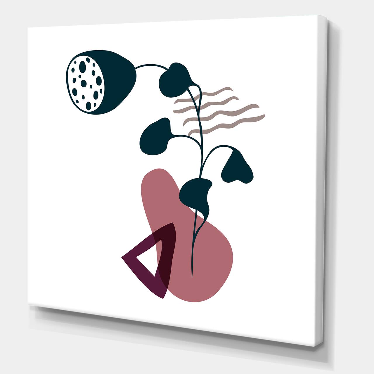 Designart - Elementary Shapes With Abstract Flowers Plants V - Modern Canvas Wall Art Print